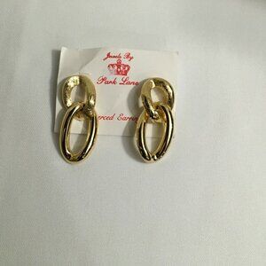 Park Lane  Chunky Link Earrings Gold Tone Hammered Smooth Runway VINTAGE